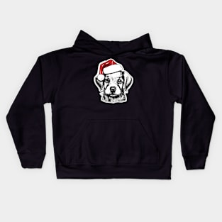 Christmas Puppy with Santa hat Sticker Style Kids Hoodie